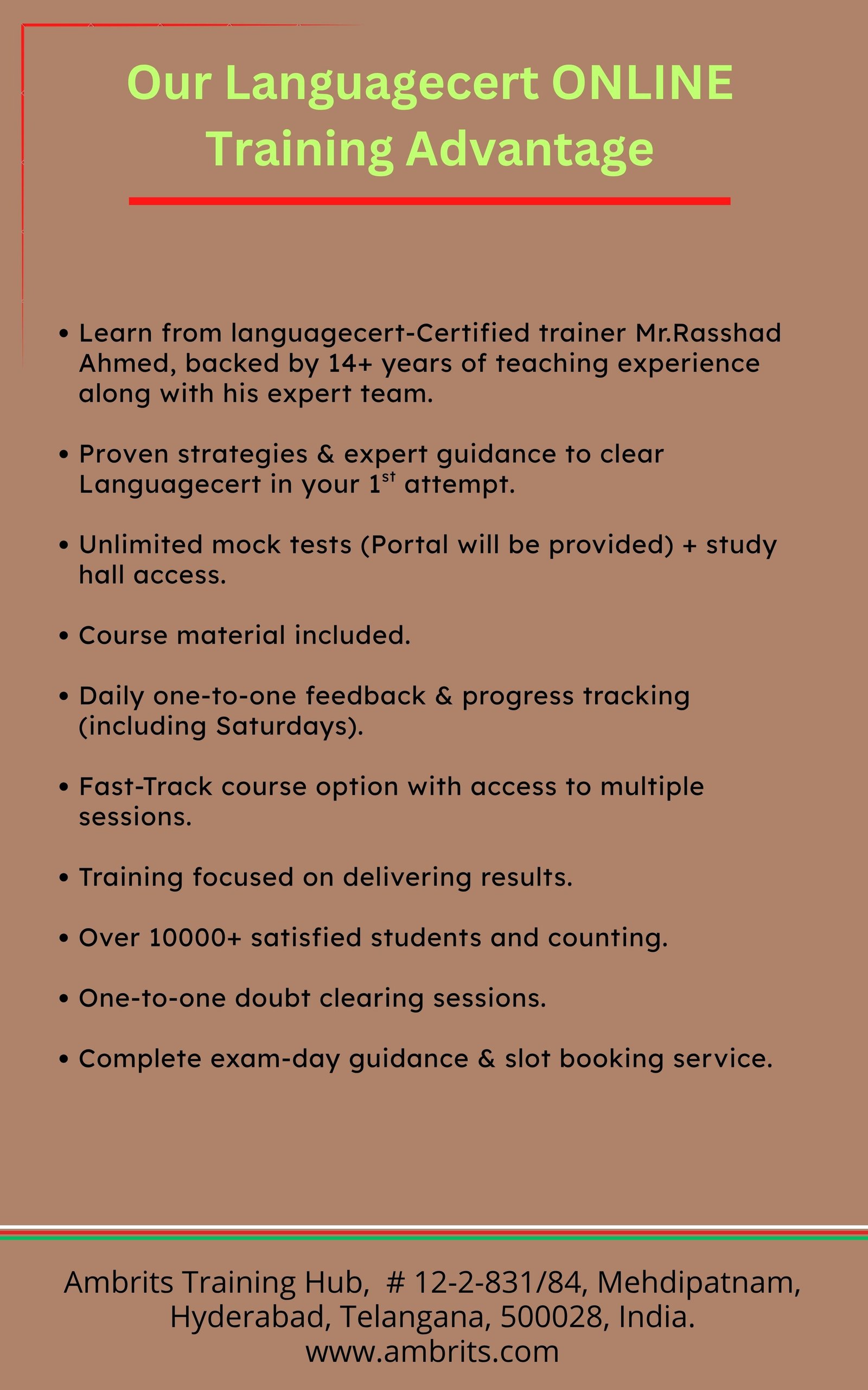 LanguageCert Fast Track Online — Training Advantages