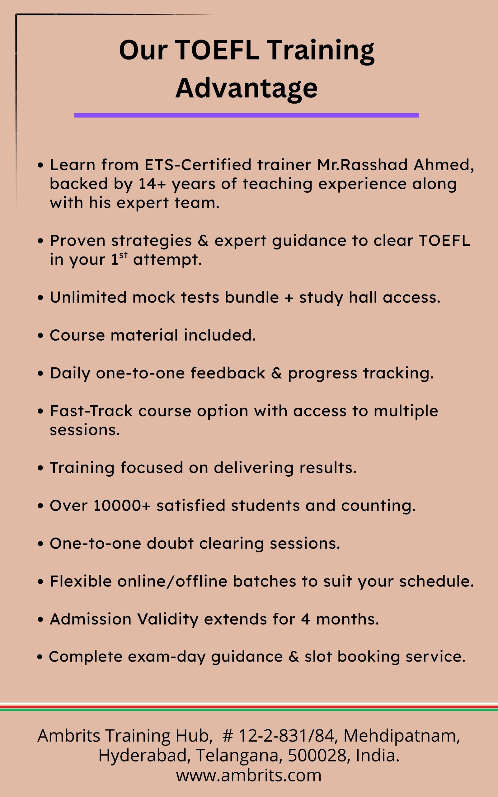 TOEFL Regular Course — Training Advantages