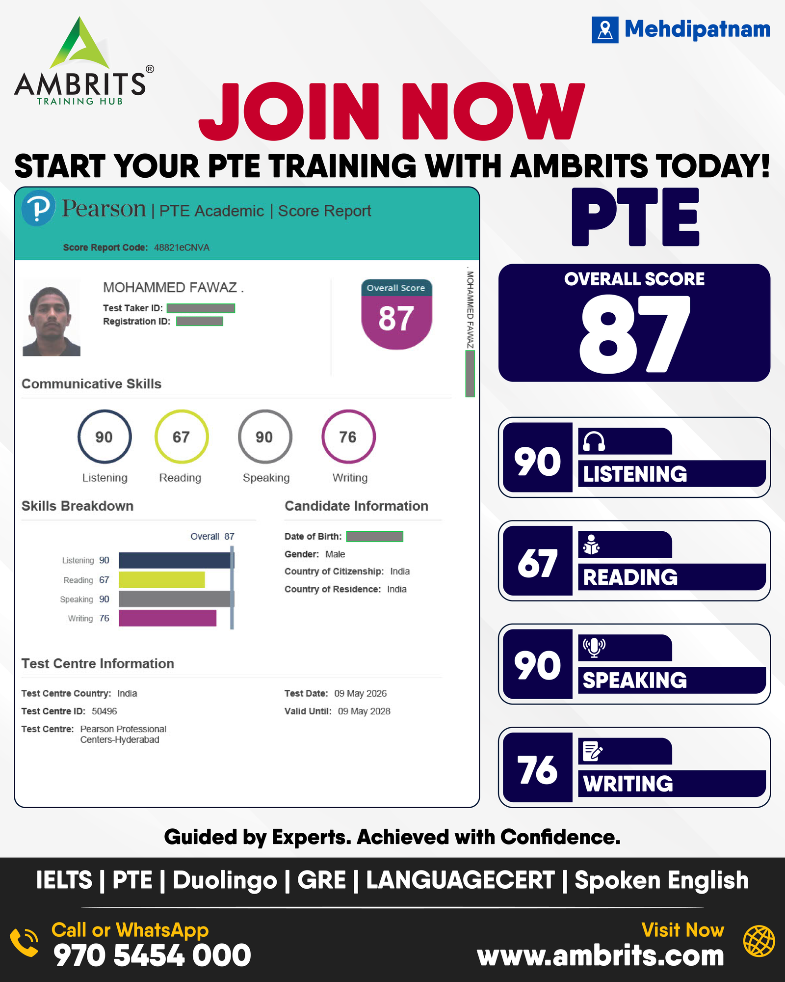 Mohammed Fawaz — PTE result